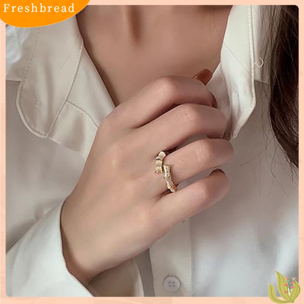 &lt; Freshbread &gt; Cincin Wanita Bentuk Bambu Bukaan Dapat Disesuaikan Cubic Zirconia Hias Women Circlet Untuk Pakaian Sehari-Hari