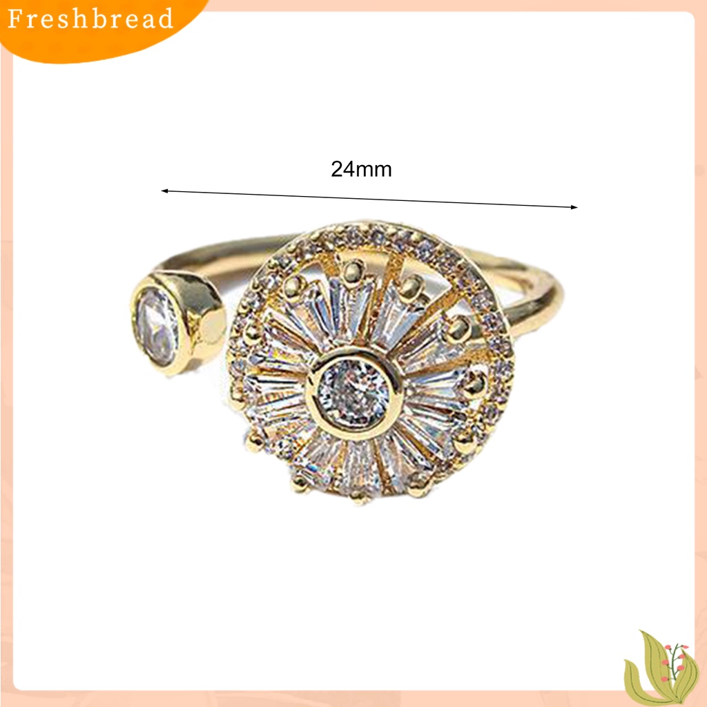 &lt; Freshbread &gt; Wanita Cincin Anti-Oksidasi Luntur Tahan Keringat Pembukaan Yang Dapat Disesuaikan Zirconia Cubic Light Mewah Pesta Cincin Perhiasan Aksesori