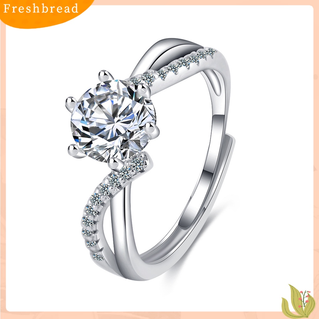 &lt; Freshbread &gt; Wanita Cincin Pembukaan Minimalis Berlian Imitasi Tertanam Wanita Pertunangan Cincin Fashion Perhiasan