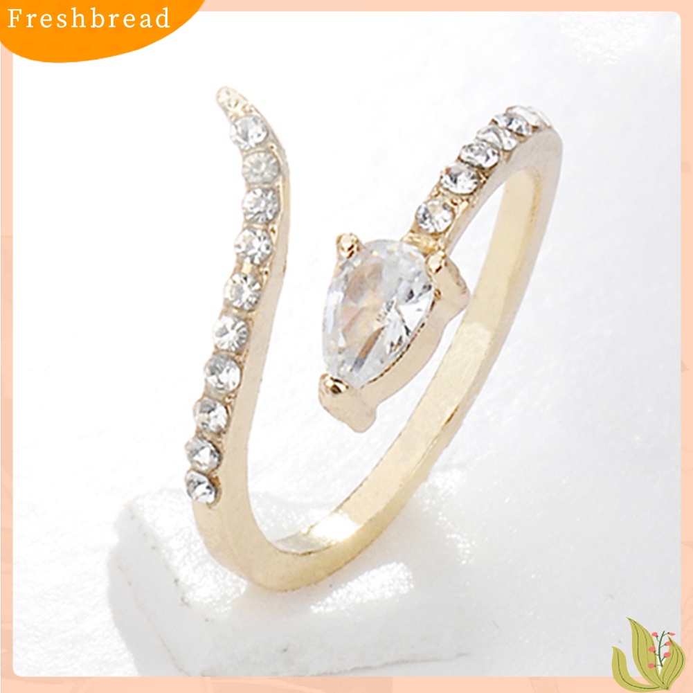 &lt; Freshbread &gt; Fashion Wanita Ular Berbentuk Berlian Imitasi Bertatahkan Pembukaan Cincin Pesta Perhiasan Hadiah