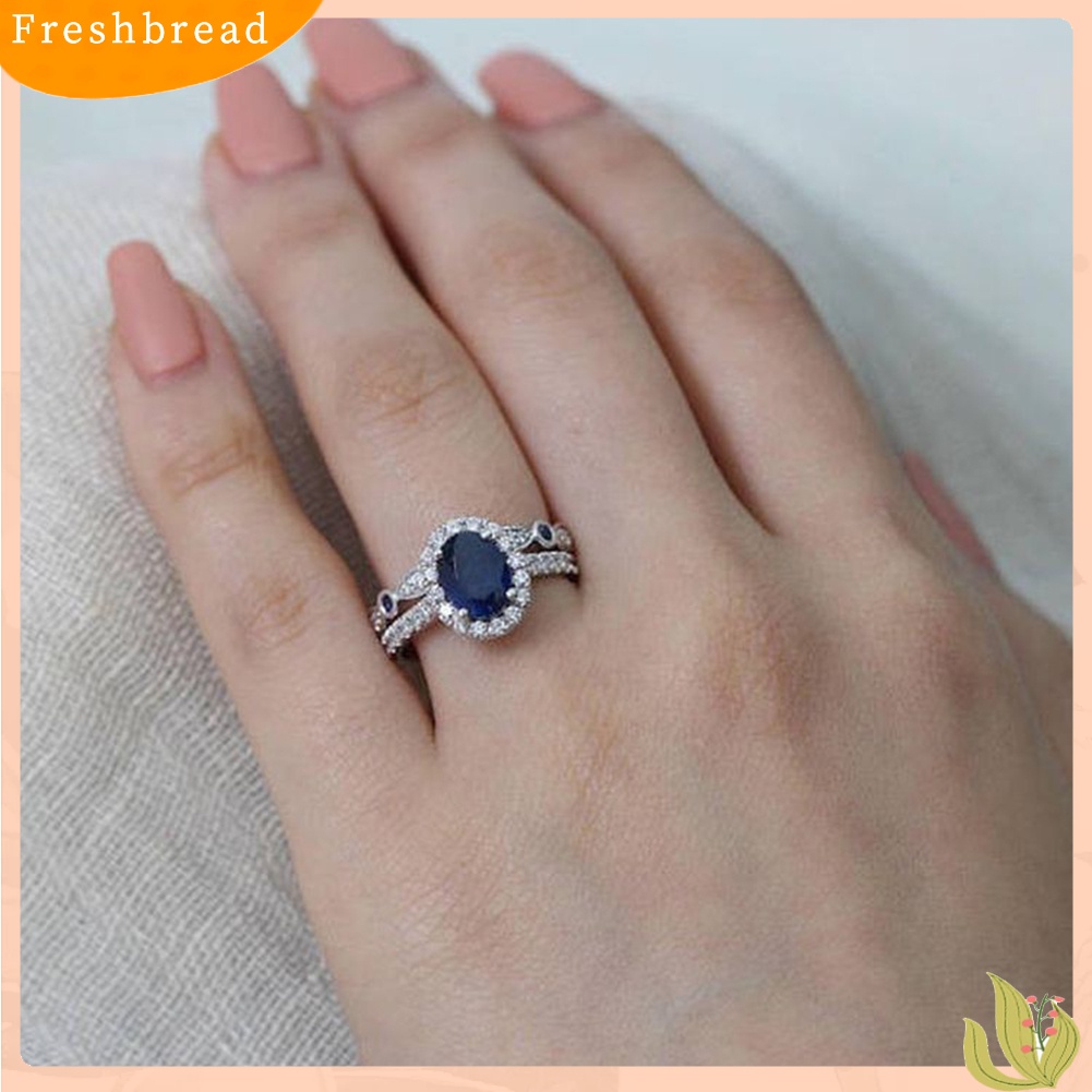 &lt; Freshbread &gt; Wanita Safir Imitasi Berlapis Perak Jari Cincin Pengantin Pernikahan Perhiasan Dekorasi Hadiah