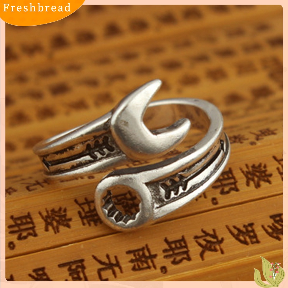 &lt; Freshbread &gt; Retro Adjustable Kreatif Pria Kunci Pas Spanner Pembukaan Cincin Jari Perhiasan Keren