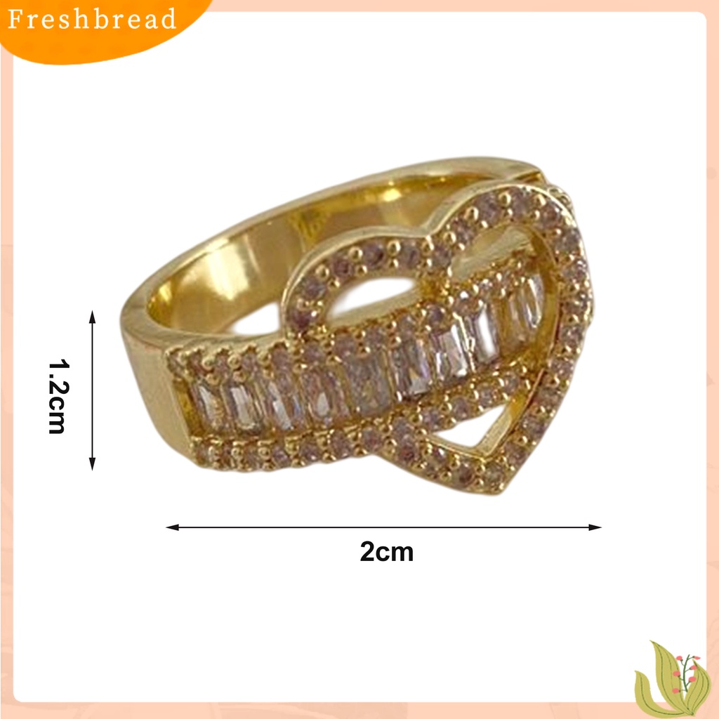 &lt; Freshbread &gt; Wanita Cincin Temperamen Aesthetic Shiny Cubic Zirconia Tergabung Berkilau Hias Hadiah Wanita Jantung Jari Cincin Perhiasan Aksesori Busana