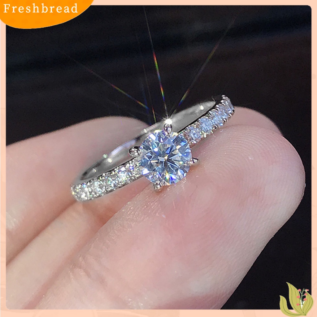 &lt; Freshbread &gt; Wanita Cincin Bulat Berlian Imitasi Perhiasan Fashion Penampilan Electroplated Finger Ring Untuk Pernikahan