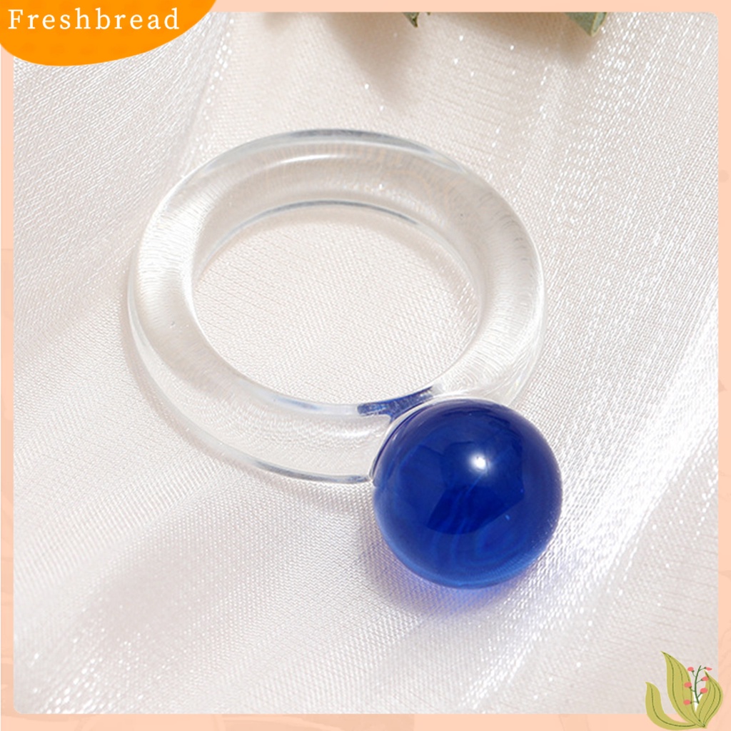 &lt; Freshbread &gt; Cincin Wanita Transparan Palsu Bola Kristal Perhiasan All Match Round Ring Untuk Pacaran