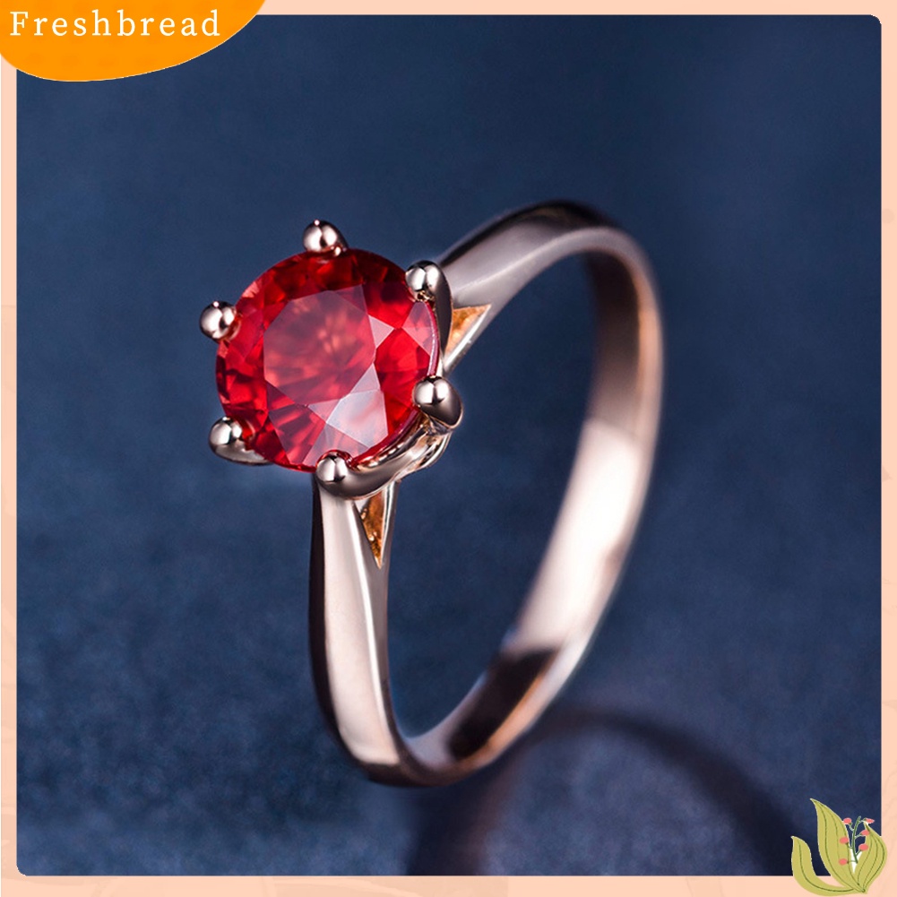 &lt; Freshbread &gt; Wanita Faux Amethyst Ruby Bertatahkan Jari Cincin Pernikahan Pertunangan Perhiasan Hadiah