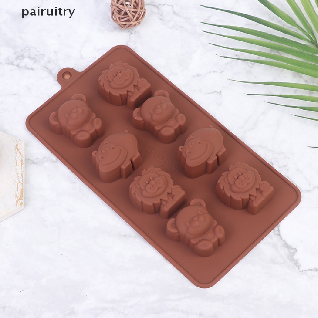 Prt Cetakan Silikon Hewan Bentuk Hippo Lion Bear Coklat Sabun Kue Peralatan Dapur DIY PRT