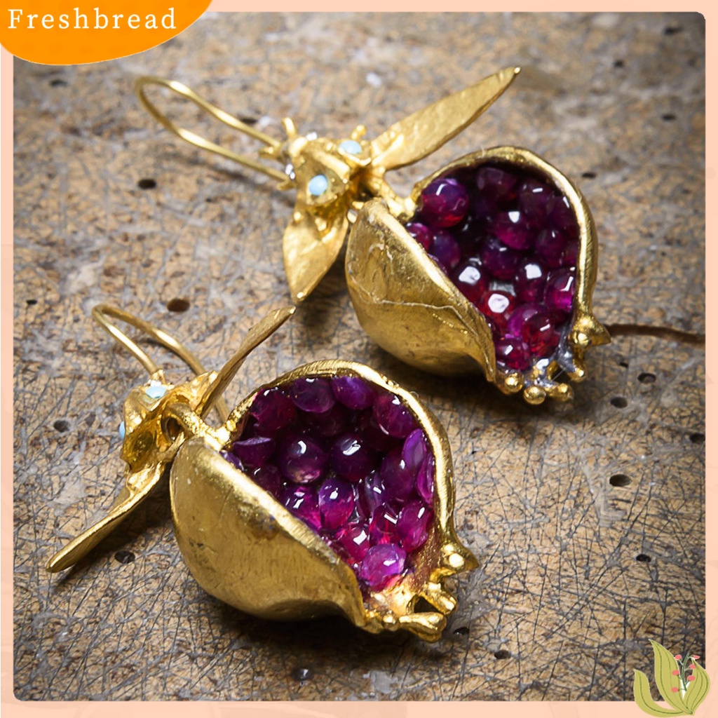 &lt; Freshbread &gt; 1pasang Perhiasan Aksesori Menjuntai Kait Dekorasi Wanita Anting Desain Delima Unik Untuk Pesta