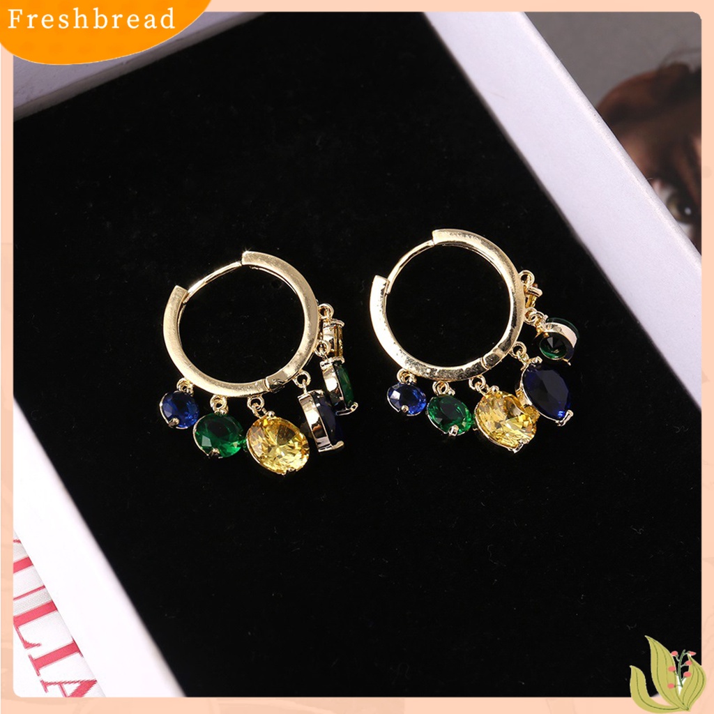 &lt; Freshbread &gt; 1pasang Anting Hoop Anting Tusuk Mata Tahan Korosi Alloy Cermin Poles Menjuntai Earrings Perlengkapan Perhiasan Untuk Perempuan