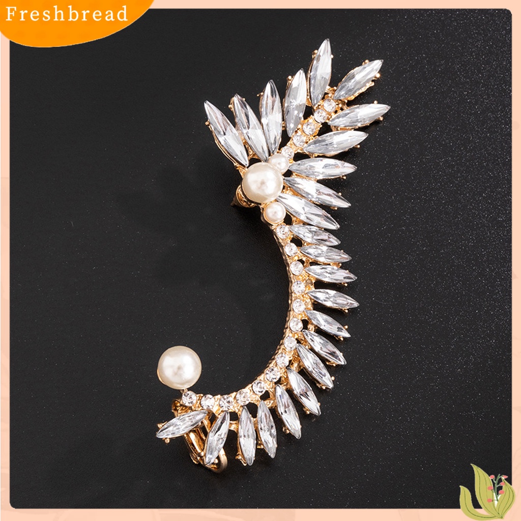 &lt; Freshbread &gt; 1Pc Klip Telinga Berlebihan Geometris Mengkilap Tinggi Berlian Imitasi Electroplating Ear Ornament Tanpa Tindik Fashion Kristal Imitasi Mutiara Auger Telinga Manset Perhiasan Aksesoris