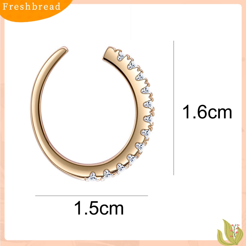 &lt; Freshbread &gt; 1pasang Anting SILVERHOO Bentuk Bulat Aksesoris Telinga Sederhana Pembukaan Lingkaran Cubic Zirconia Earrings Untuk Teman