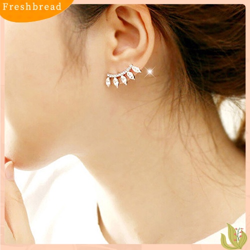 &lt; Freshbread &gt; Fashion Perak Disepuh Marquise Cut Berlian Imitasi Mahkota Telinga Menyapu Pejantan Anting