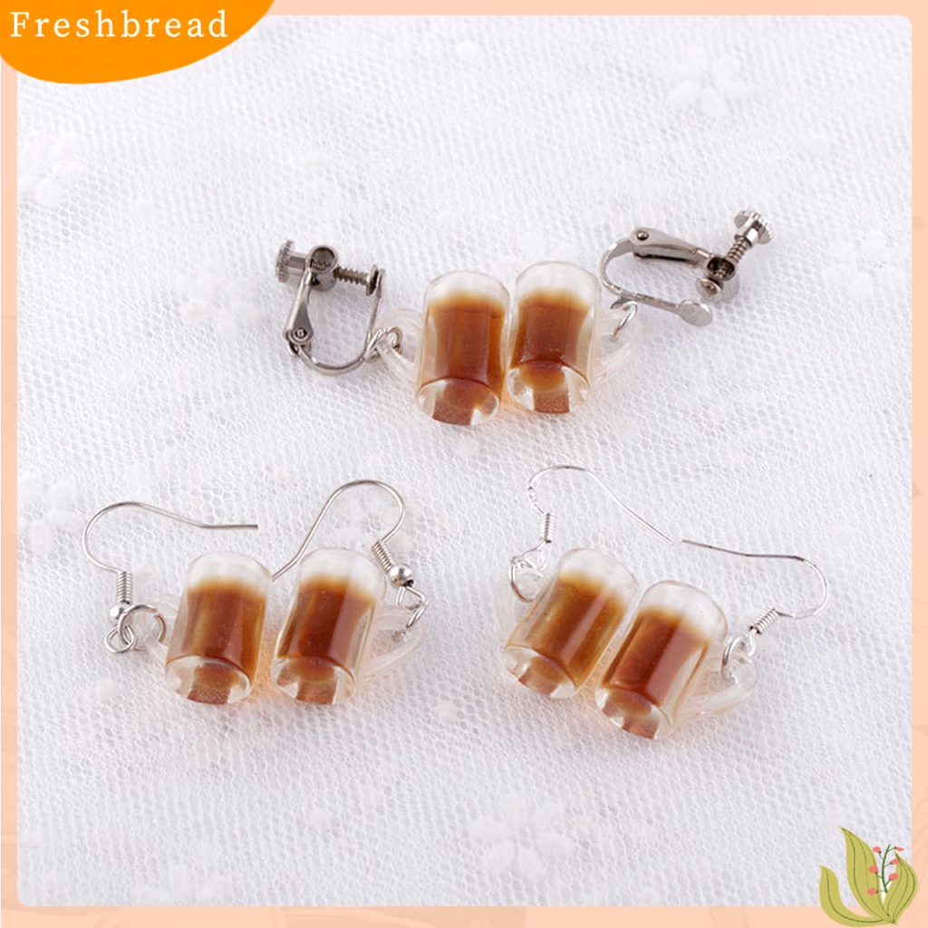 &lt; Freshbread &gt; 1pasang Anting Drop Hidup Lucu Paduan Botol Minum Liontin Klip Kait Anting Perhiasan Fashion