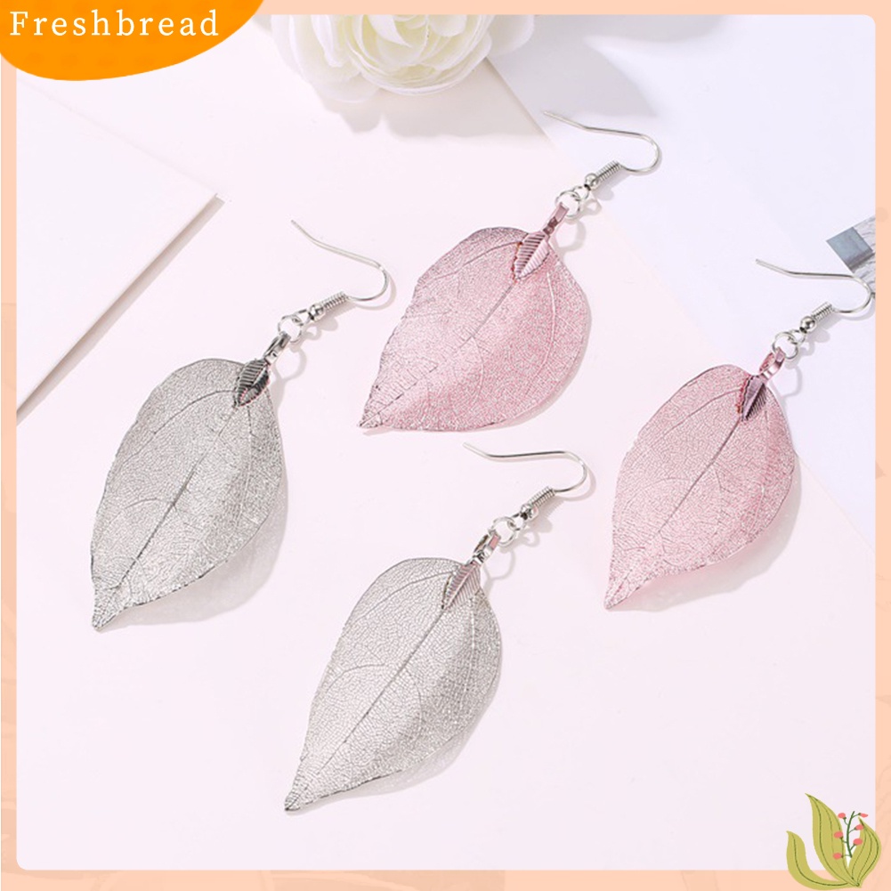 &lt; Freshbread &gt; Vintage Pesta Berongga Daun Drop Menjuntai Wanita Pernyataan Kait Anting Perhiasan