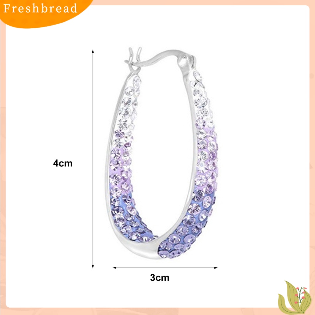 &lt; Freshbread &gt; 1pasang Anting Hoop Hias Berlian Imitasi Bahan Alloy Valentine Day Huggie Earrings Untuk Wanita