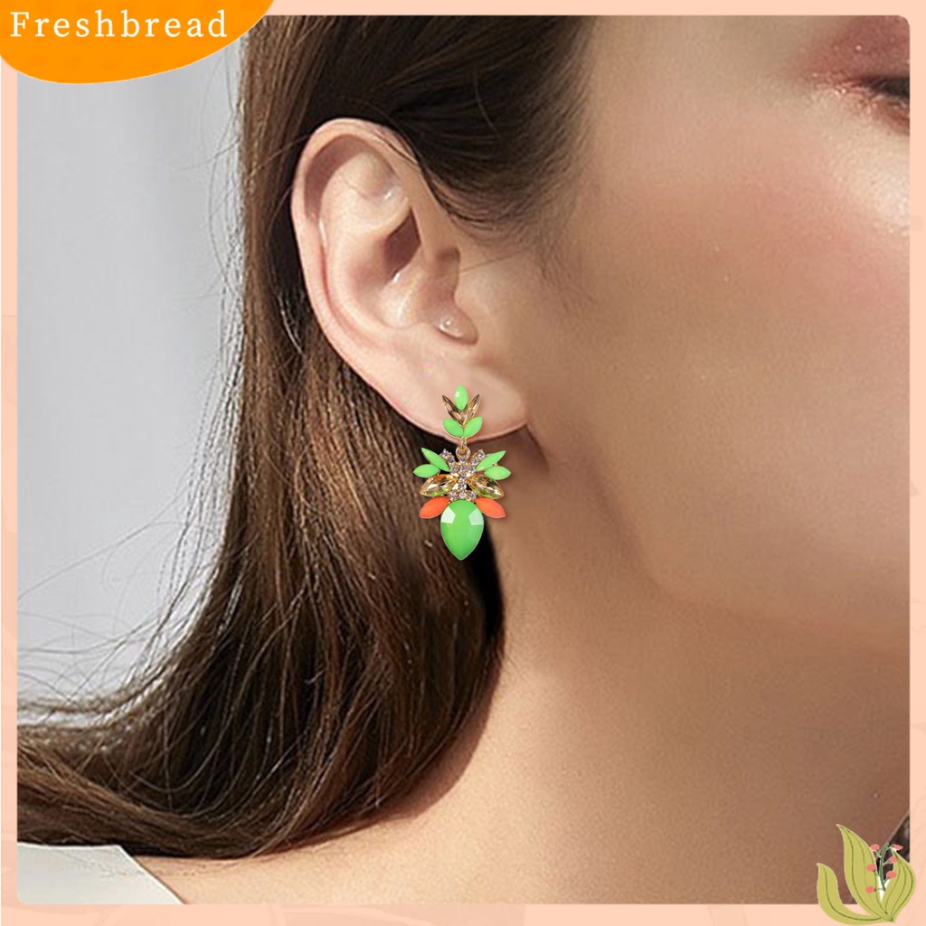 &lt; Freshbread &gt; 1pasang Tindik Permata Imitasi Bersinar Stud Anting Bentuk Tetesan Air Berlian Imitasi Bunga Wanita Anting Perhiasan Pesta