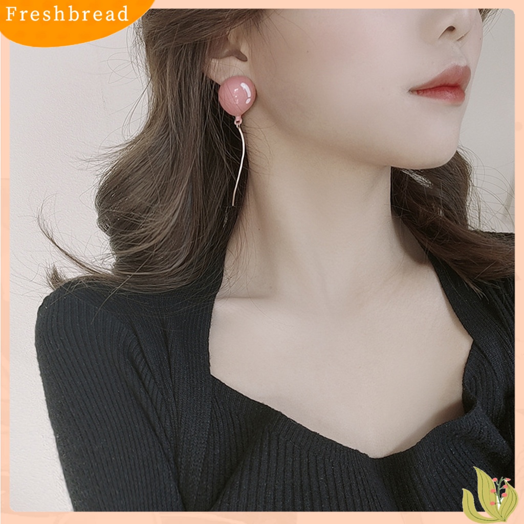 &lt; Freshbread &gt; Anting Wanita Bentuk Balon Rumbai Lucu Dicat Geometris Menjuntai Earrings Untuk Pakaian Sehari-Hari