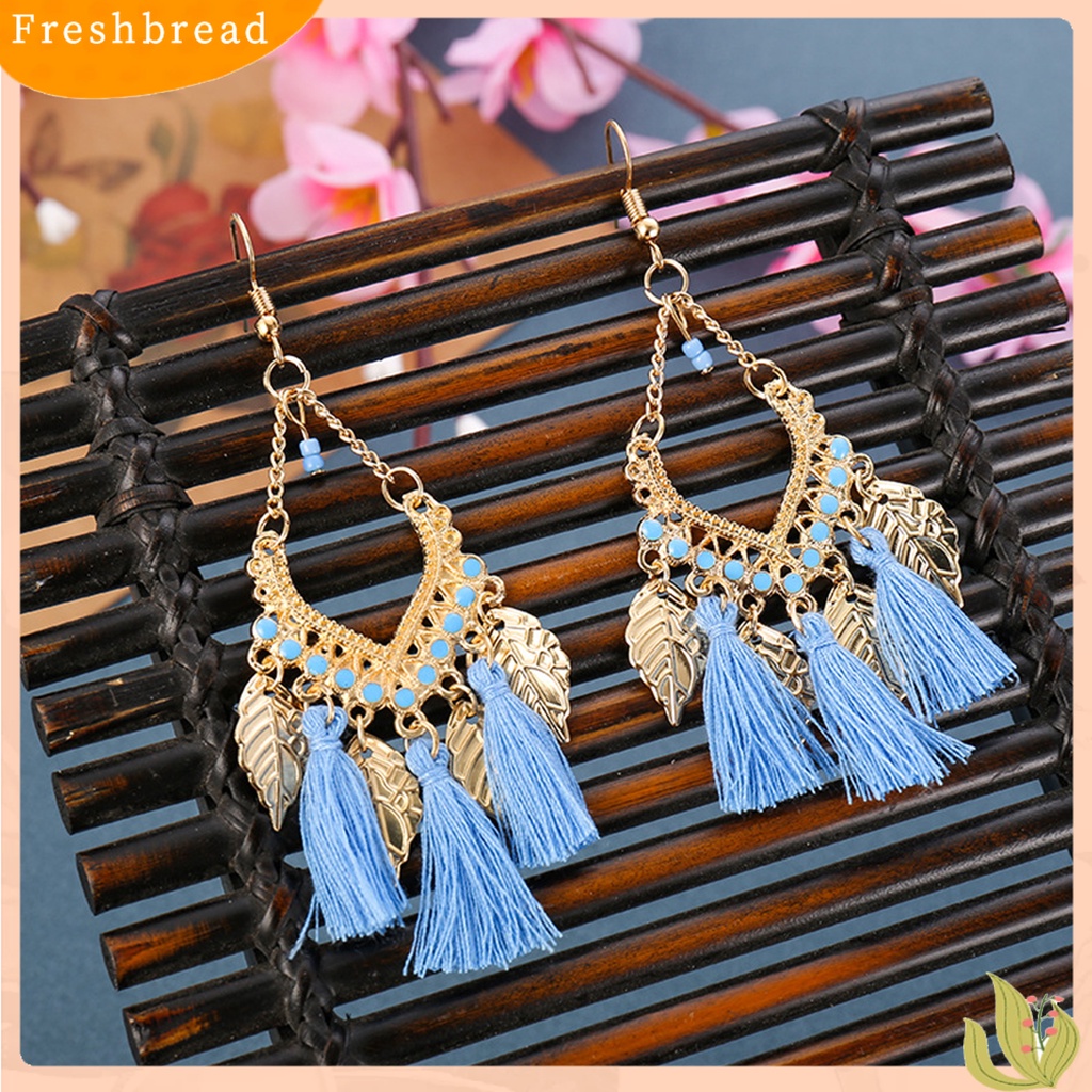 &lt; Freshbread &gt; 1pasang Anting Kait Daun Jumbai Perhiasan Vintage Anting Drop Tahan Lama Untuk Pakaian Sehari-Hari