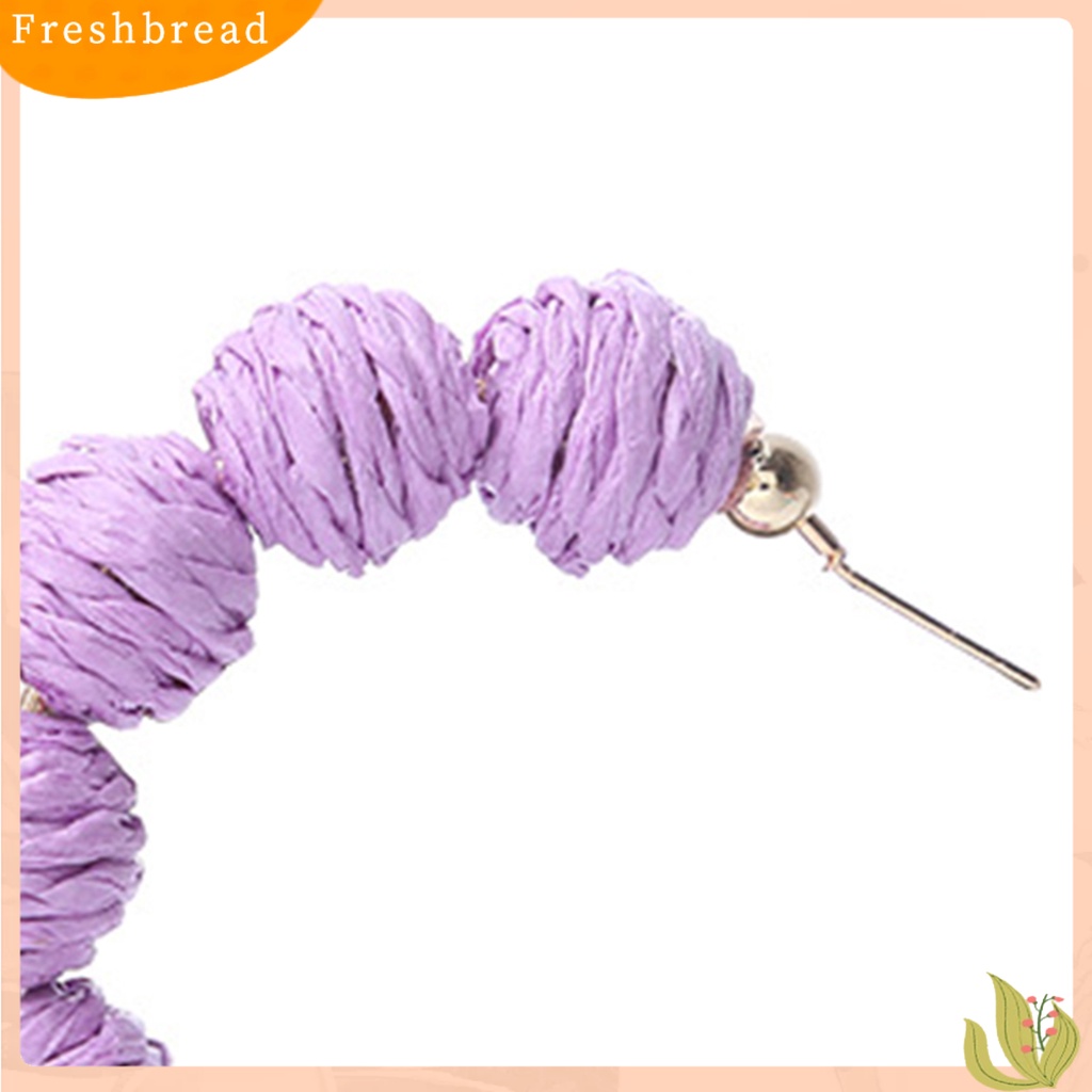 &lt; Freshbread &gt; 1pasang Anting Tusuk Bentuk C Bola Bulat Perhiasan Bohemian Braided Earrings Untuk Liburan