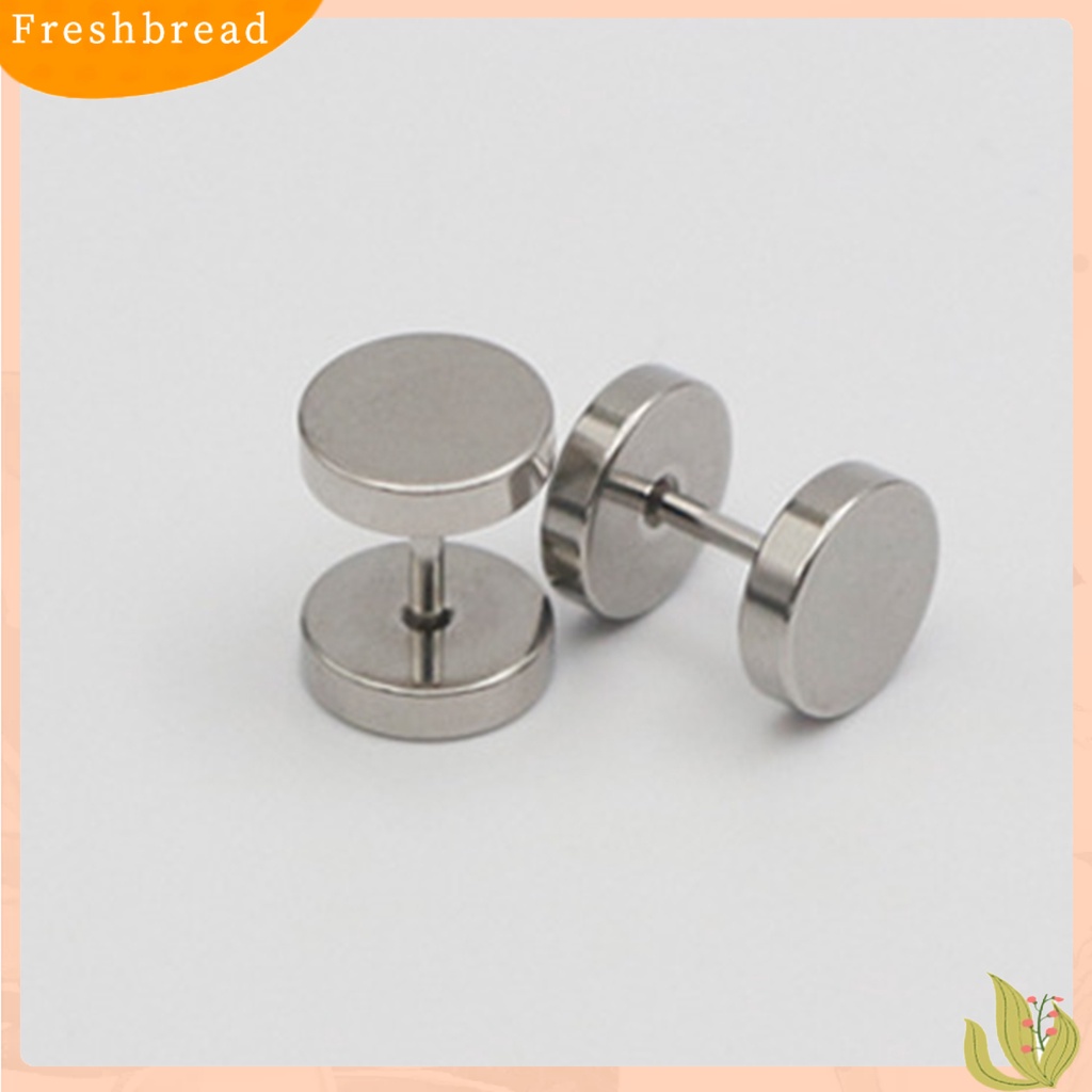 &lt; Freshbread &gt; Anting Stud Simplicity Dekorasi Tidak Alergi Bulat Pria Ear Studs Hadiah Ulang Tahun