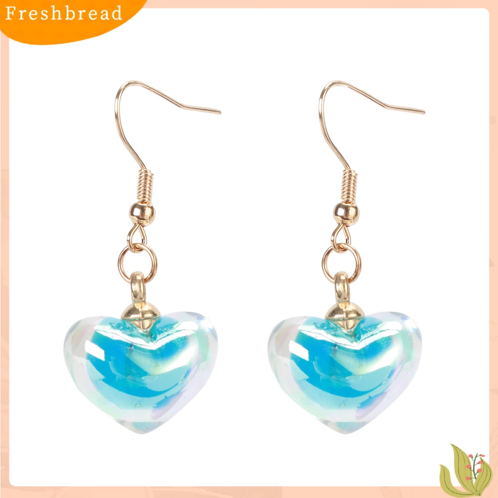 &lt; Freshbread &gt; 1pasang Anting Wanita Indah Pengerjaan Halus Eye-catching Electroplating Nyaman Dipakai Berdandan Tahan Luntur Wanita Akrilik Jantung Kait Drop Earrings