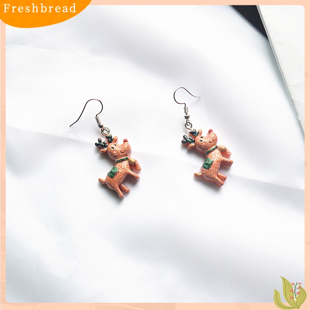 < Freshbread > 1pasang Anting Menjuntai Santa Claus Lucu Wanita Topi Kartun Liontin Anting Kait Untuk Natal