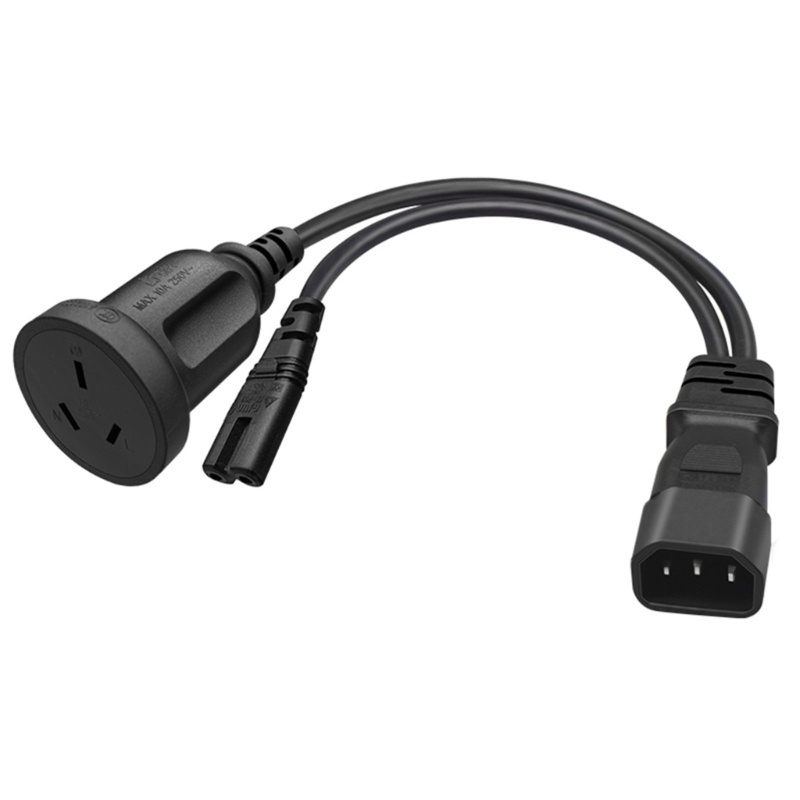 Zzz C14 to C7+AU C14 Splitter 1ft 32cm IEC 320c14 Male Plug to C7+AU Female Socket Y Split Power Extension Cable