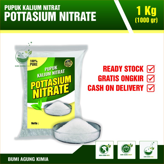 PUPUK KALIUM NITRAT / POTASSIUM NITRATE / KNO3 MURNI 1KG 1 KG - packing biasa