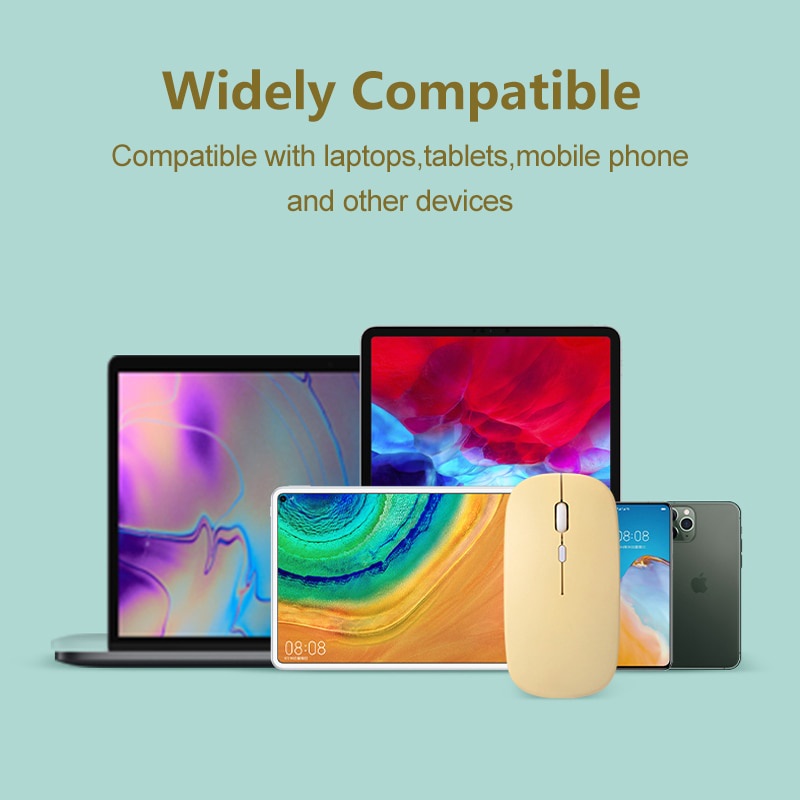 Mouse nirkabel Bluetooth untuk PC, Gamer iPad Lpatop Tablet bermain game ponsel tidak bersuara