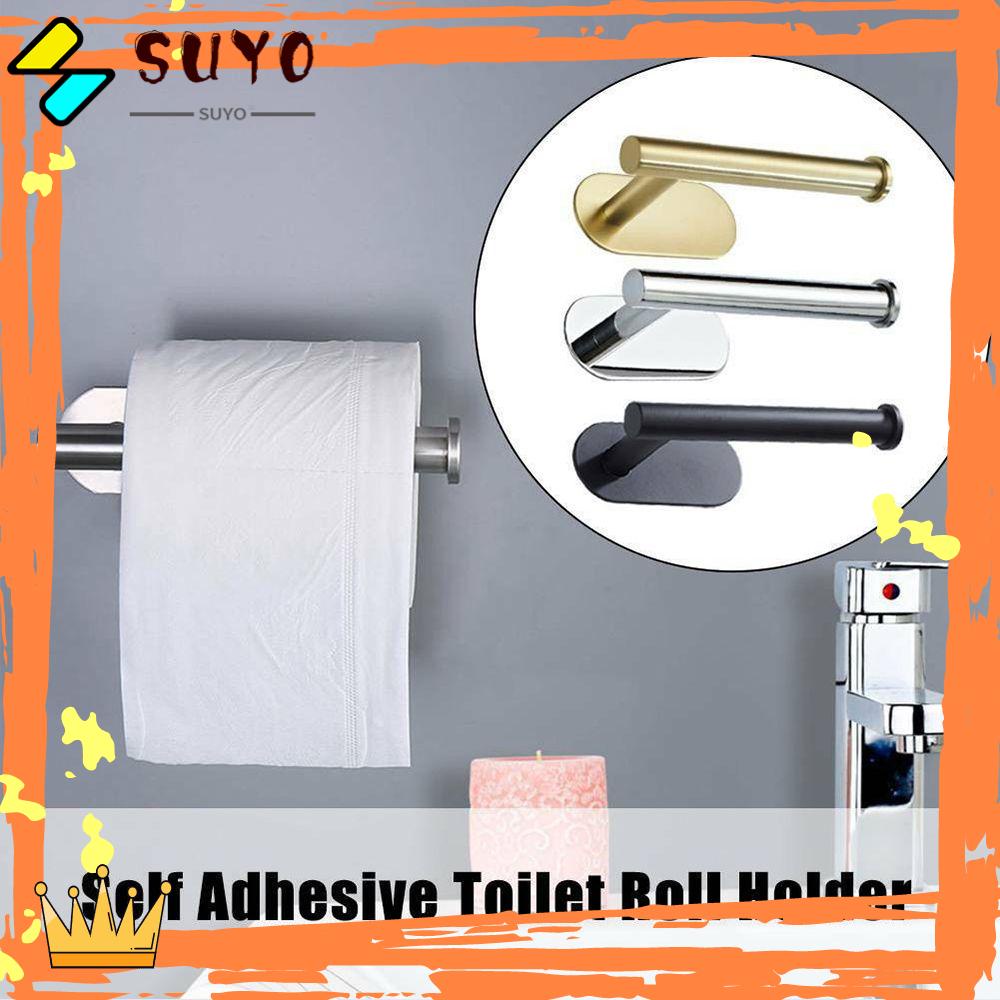 Suyo Toilet Roll Holder Perlengkapan Dapur Kait Perekat Mulus Tanpa Bor Rak Penyimpanan Tempel Dinding