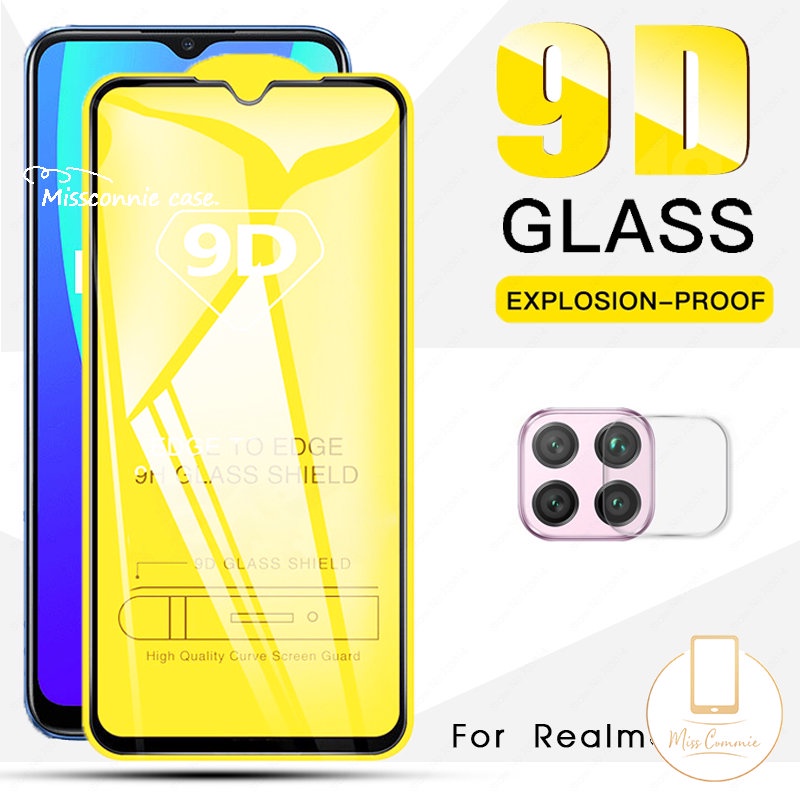 Realme C35 C30 C12 C55 10 C21Y 10 Pro Plus C25s C33 GT C15 C11 9i C31 C25Y C25 C17 5 6i 8i 9i 2in1 Screen Protector Pelindung Layar Lensa Kamera Tempered Glass