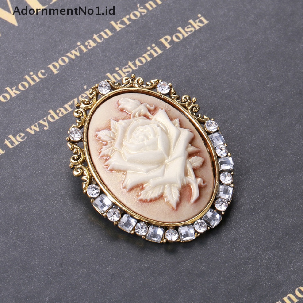 [AdornmentNo1] 1pc Bros Bunga Mawar Relief Vintage Wanita Berkilau Berlian Imitasi Brooch Pin [ID]