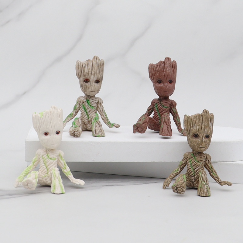 Patung MINI Avengers Groot 6CM Guardians of the Galaxy Treeman Anime Model Figura Dekorasi Mainan Anak Laki Laki Hadiah