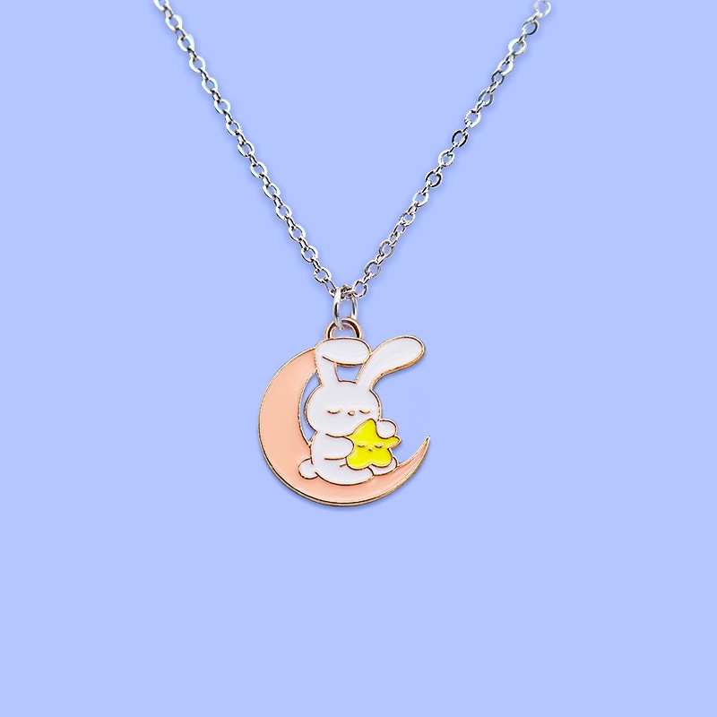 Moon Rabbit Hippo Pendant Kalung Anak Anti Karat Kalung Hadiah Ulang Tahun Siswa Logam Aksesoris Fashion