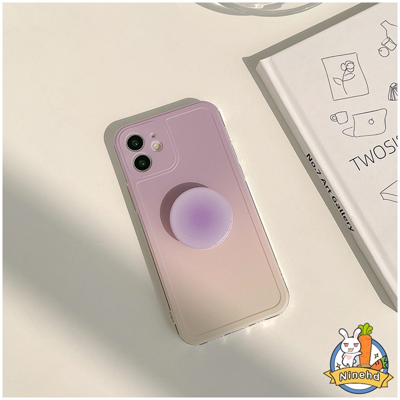 Huawei Y9 Prime 2019 Nova 9 7 7i 7se 6 SE Pro Nova 5T 4e 3i Y7A Y9s P30 Lite Mate40 30 Pro Honor 8X Ins Korea Gradasi Ungu Sederhana Braket Warna Solid Tahan Debu Casing Ponsel