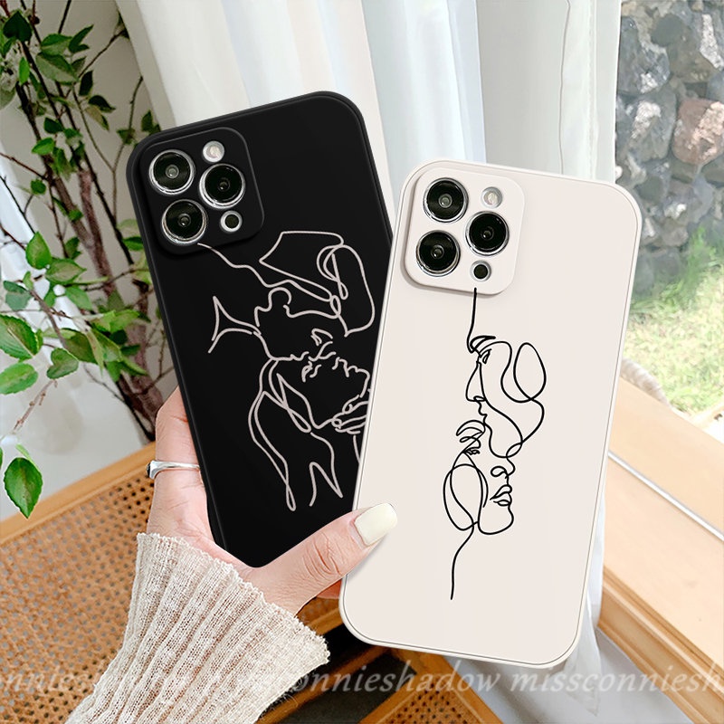 Casing Motif Samping Redmi 12C 10 9A 9 A1 9T 9C NFC Note11 11s 10s 9 8 10 Pro Plus Poco M4 F4 M5 M3 Pro F3 X3 Pro M3 MI 10 11 Lite 10T Art Abstrak Geometri Wajah Case Tepi Lurus