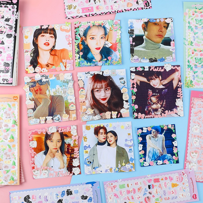 100 Lembar Random Kartun Glitter Stiker Siswa Indah Scrapbook Deco DIY Stikers