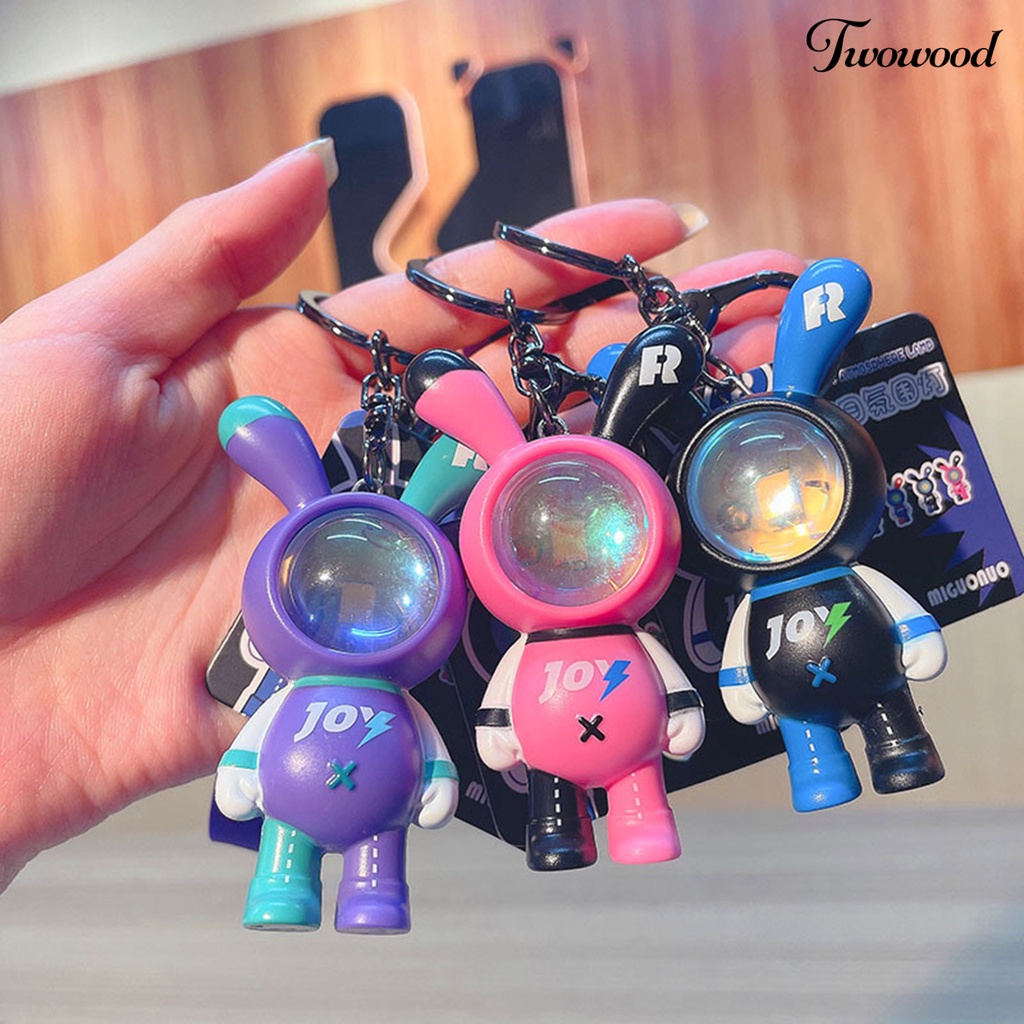 Twowood Gantungan Kunci Desain Kartun Hewan Banyak Digunakan Sunset Lampu Pengerjaan Halus Tas Dekorasi Mudah Dibawa PVC Dream Rabbit Key Holder Car Decor