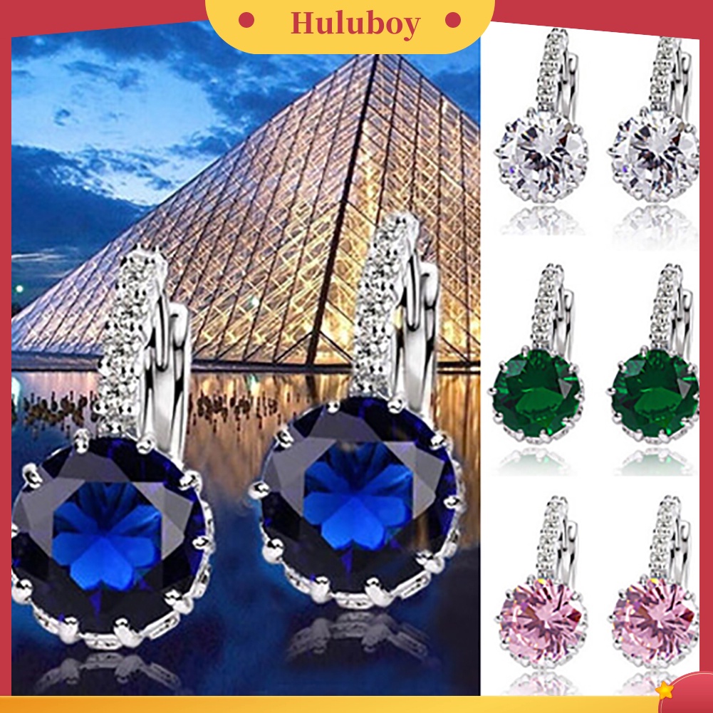 {Ready Stock} Wanita Fashion Berlapis Emas 9K Zirkon Berlian Imitasi Huggie Earrings Perhiasan Hadiah