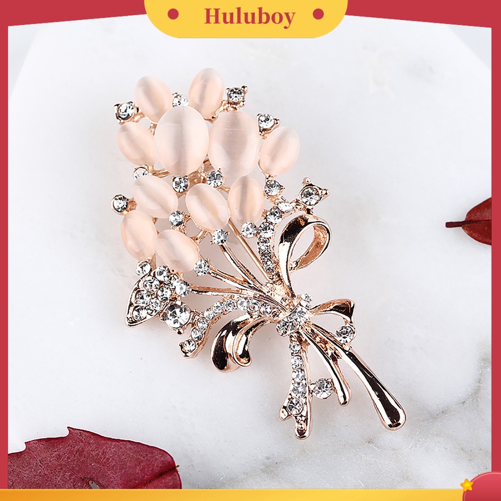 {Ready Stock} Faux Opal Dekorasi Kerah Bros Aksesori Wanita Berlian Imitasi Bunga Besar Bros Pakaian Dekor
