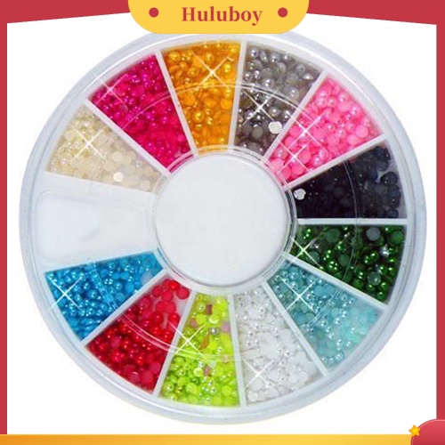 {In Stock} 500 Pcs Multi-Warna 3D Datar Kembali Setengah Bulat Mutiara Imitasi DIY Dekorasi Nail Art
