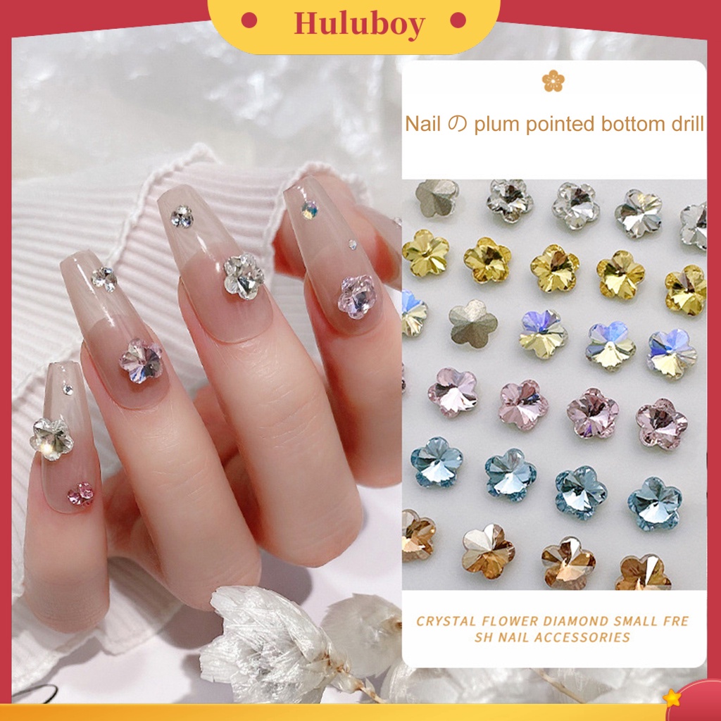 {In Stock} 10Pcs Berlian Imitasi Kuku Bersinar Tiga Dimensi Tidak Jatuh Mempesona Efek Visual DIY Mini Manicure Plum Blossom Faux Crystal Manicure Store Supply