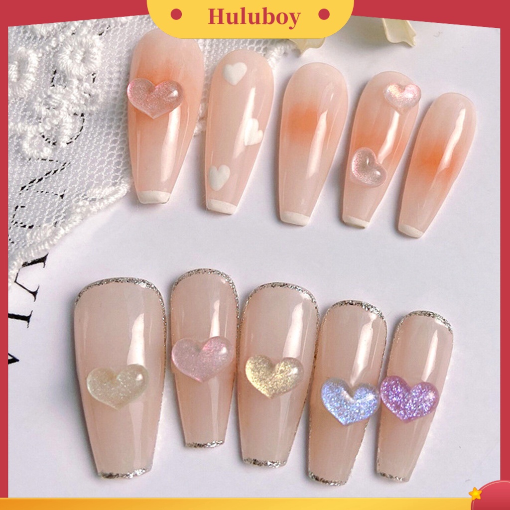 {In Stock} 100Pcs/Bag Nail Art Decor Flatback Tiga Dimensi Mix Size Halus Flash DIY Mini Bentuk Hati Berlian Imitasi Pesona Kuku Salon Pasokan