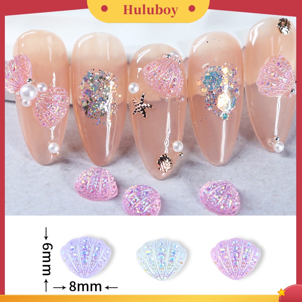 {In Stock} 30Pcs Nail Art Shell Bersinar Tiga Dimensi Glitter Tidak Jatuh DIY Resin Gaya Laut Hiasan Kuku Keong Laut Ujung Jari Manicure Store Supply