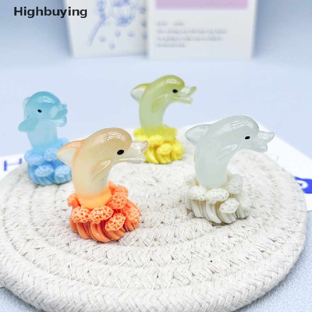 Hbid 5 Pcs Fluorescence Kartun Dolphin Dekorasi Kamar Ornamen DIY Miniatur Dolphin Dekorasi Lanskap Aksesoris Glory