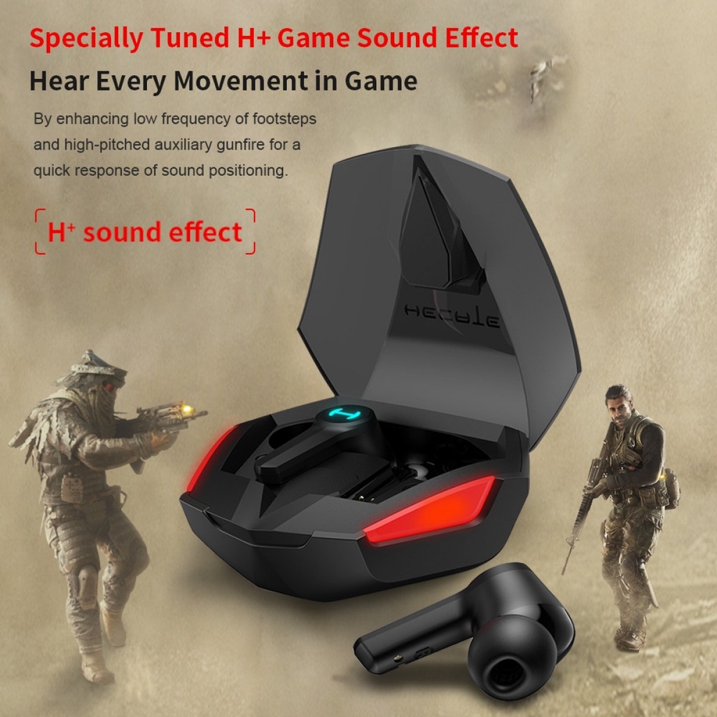 TWS Gaming Earbuds Earphone Bluetooth 5.2 Charging Dock 400 mAh