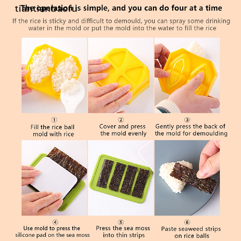 [tiantianbaofu] 1set Rice Ball Cetakan Bento Maker Alat Masak Sushi Rice Mold Gadget Dapur Butik