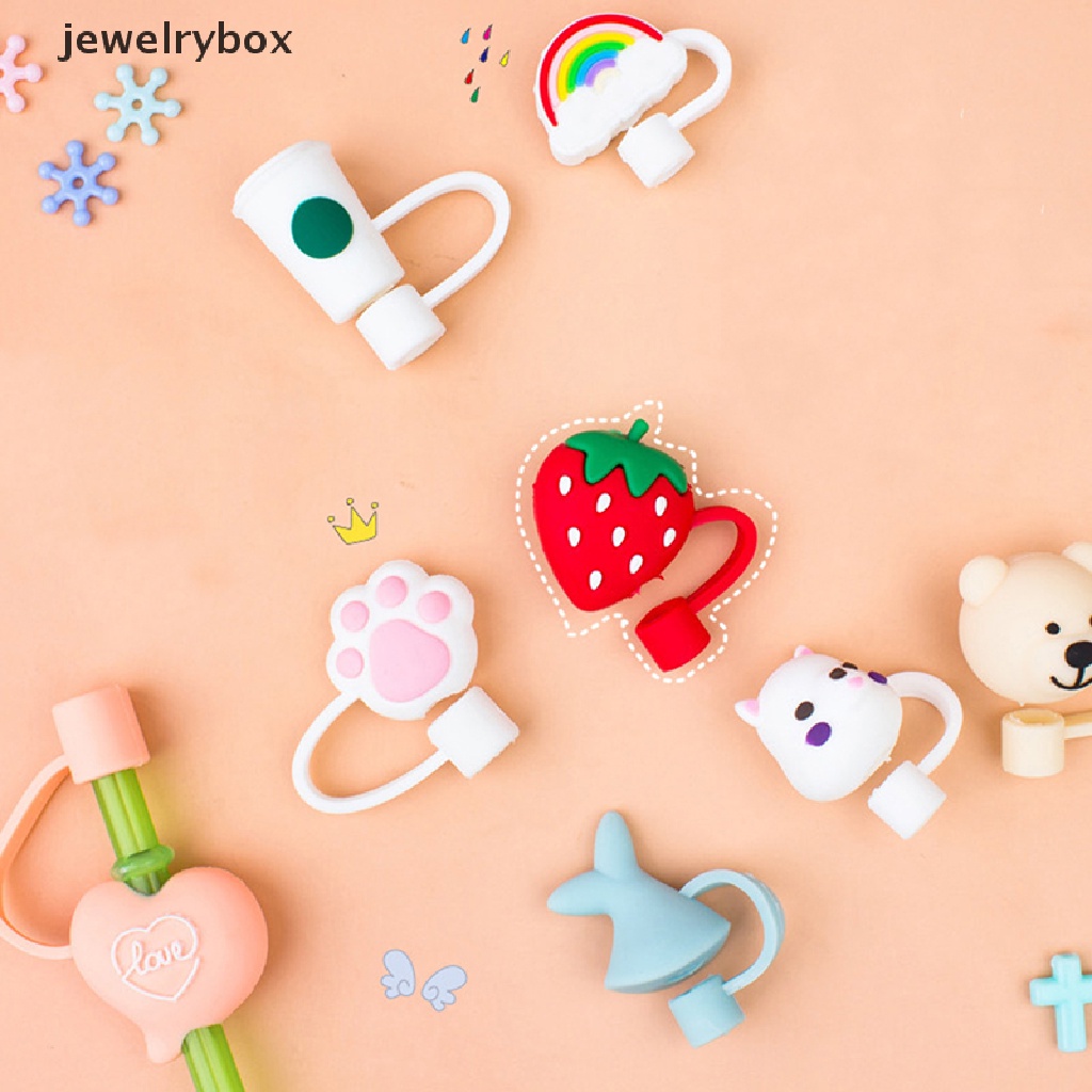 [jewelrybox] Topi Sedotan Kaca Tahan Debu Silikon Lucu Perlindungan Lingkungan Straw Cap Sedotan Debu Plug Aksesoris Butik