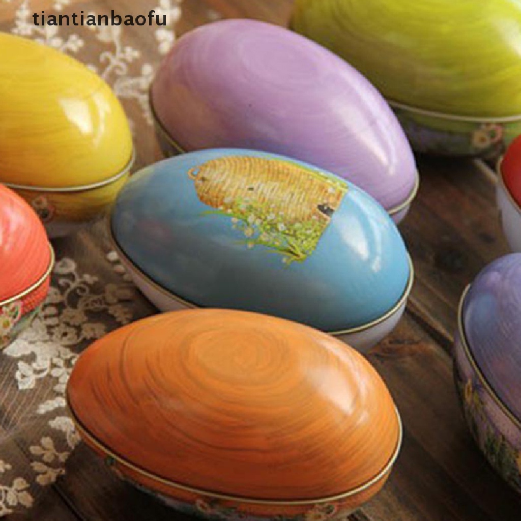 [tiantianbaofu] Easter Box Candy Tins Boxes Gift Cookie Storage Tinplatelids Telur Toples Butik