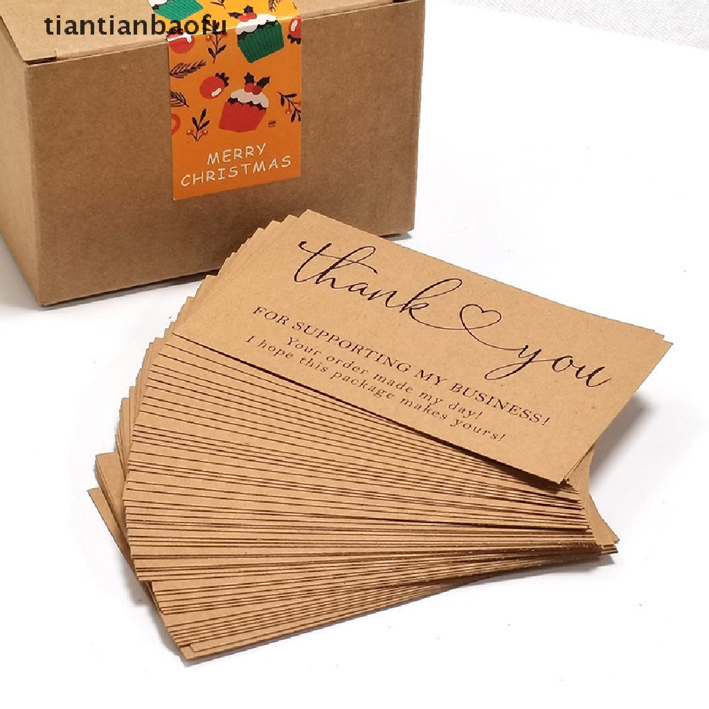 [tiantianbaofu] 30pcs Natural Kraft Paper Card Thank You For Your Order Card Untuk Dekorasi Butik